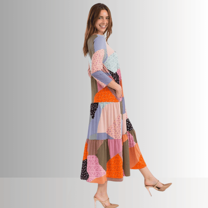 Patch Print Maxi Dress