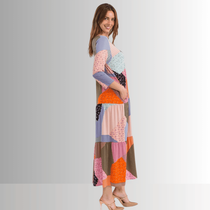 Patch Print Maxi Dress