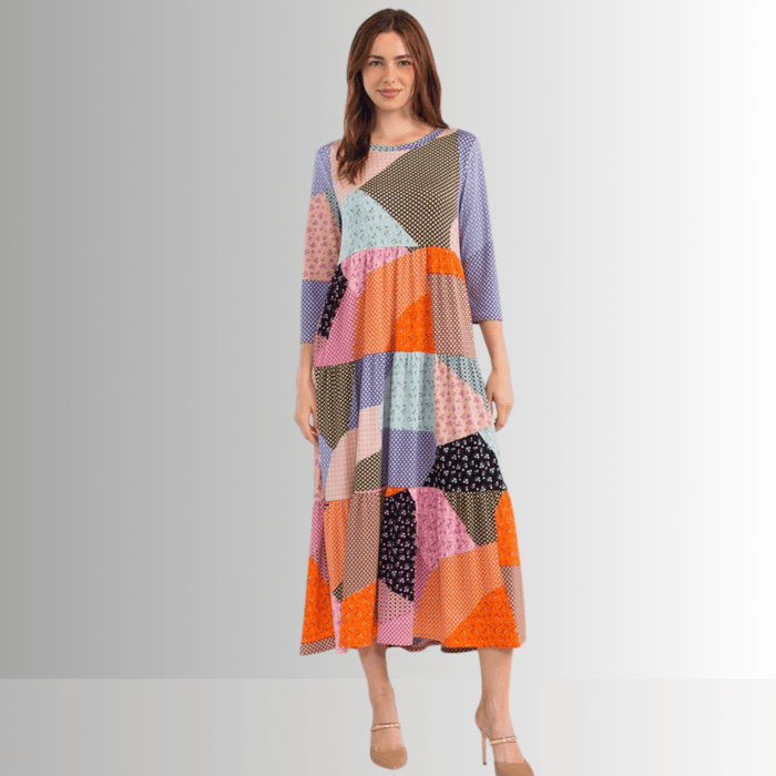 Patch Print Maxi Dress