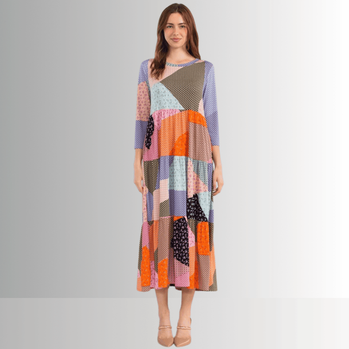 Patch Print Maxi Dress