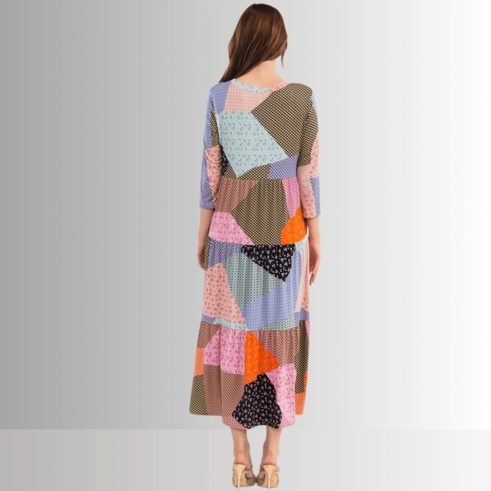 Patch Print Maxi Dress