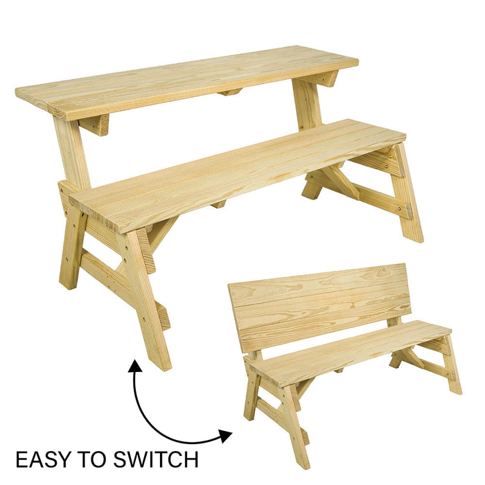 Amish Casual Heavy-Duty 2-in-1 Convertible Bench Picnic Table