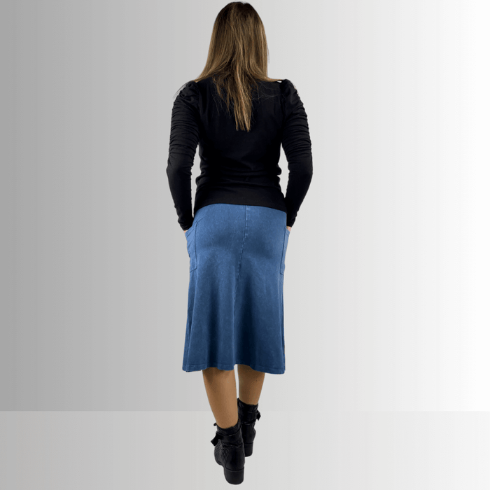 Alyssa Very Versatile Cotton Skirt in Dark Denim