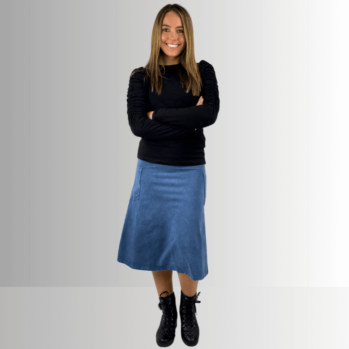Alyssa Very Versatile Cotton Skirt in Dark Denim