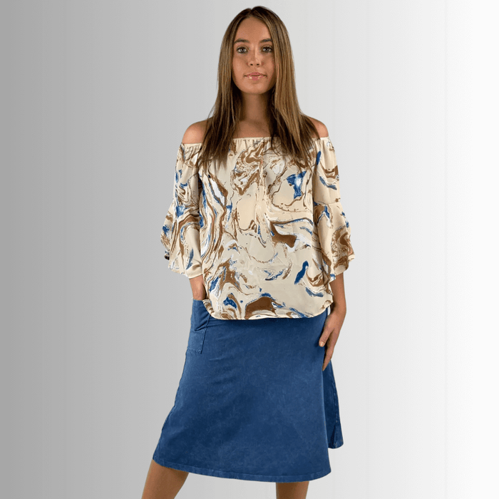 Alyssa Very Versatile Cotton Skirt in Dark Denim