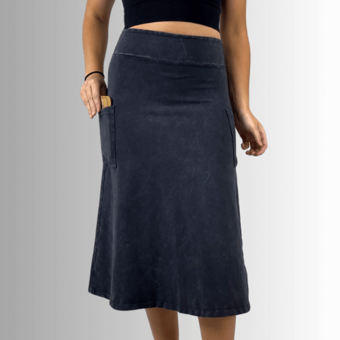 Alyssa Very Versatile Cotton Skirt in Dark Denim