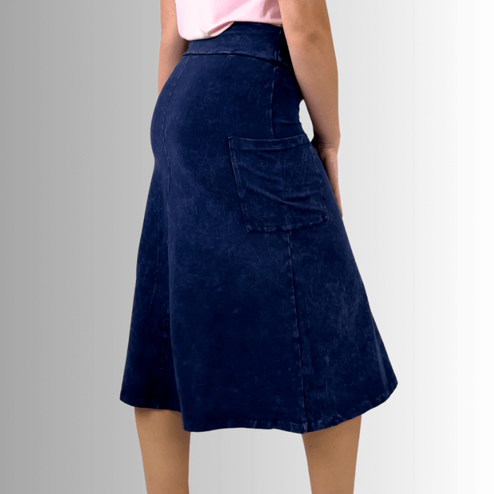 Alyssa Very Versatile Cotton Skirt in Dark Denim