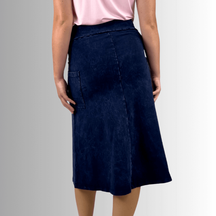 Alyssa Very Versatile Cotton Skirt in Dark Denim
