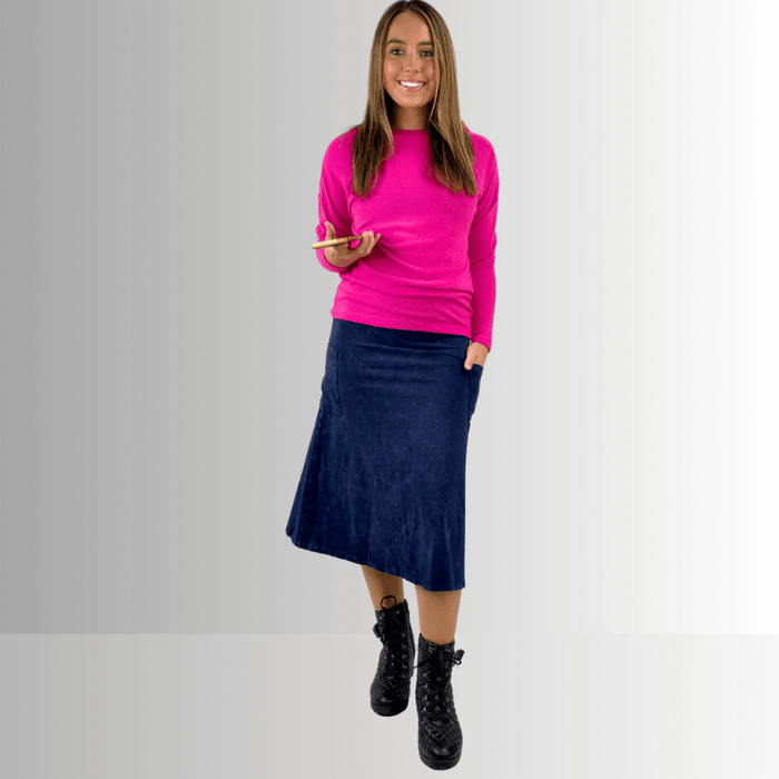 Alyssa Very Versatile Cotton Skirt in Dark Denim