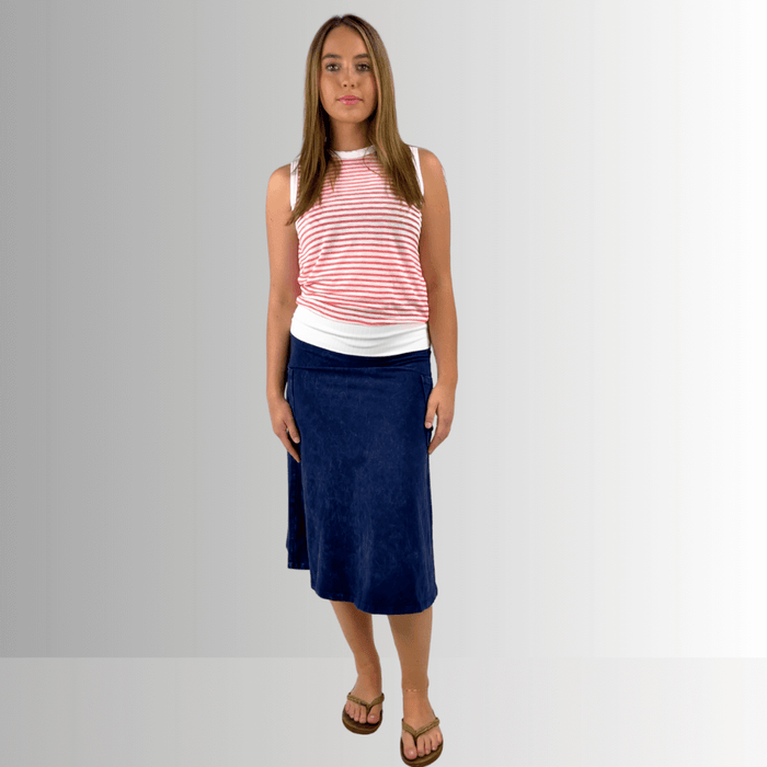 Alyssa Very Versatile Cotton Skirt in Dark Denim