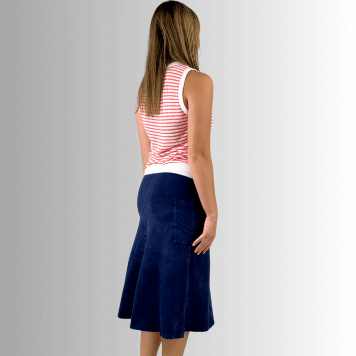 Alyssa Very Versatile Cotton Skirt in Dark Denim
