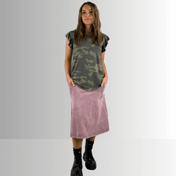 Alyssa Very Versatile Cotton Skirt in Dark Denim