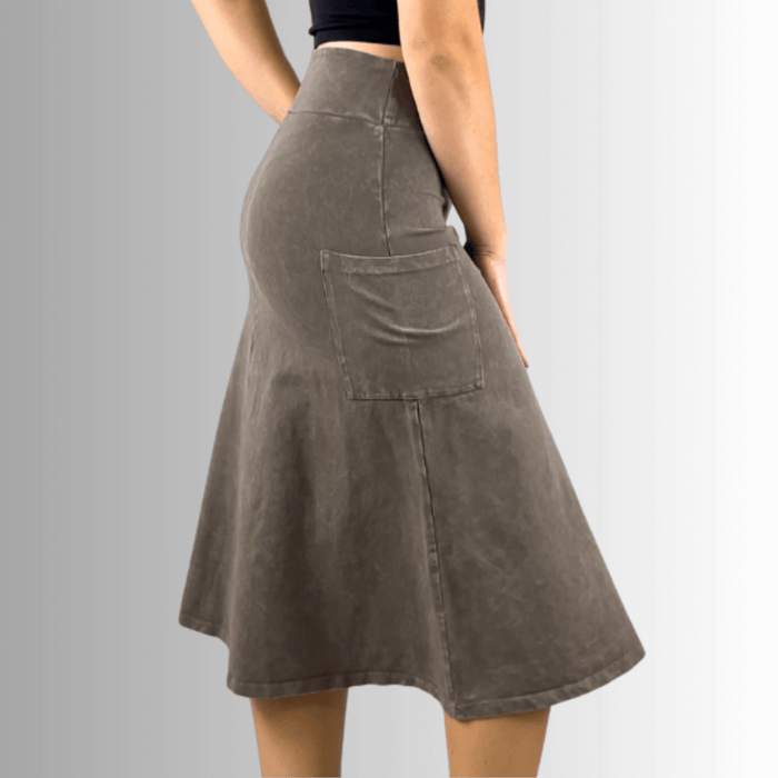 Alyssa Very Versatile Cotton Skirt in Dark Denim