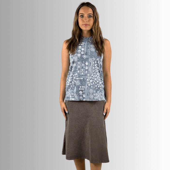 Alyssa Very Versatile Cotton Skirt in Dark Denim
