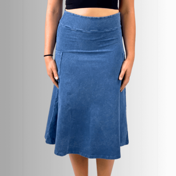 Alyssa Very Versatile Cotton Skirt in Dark Denim