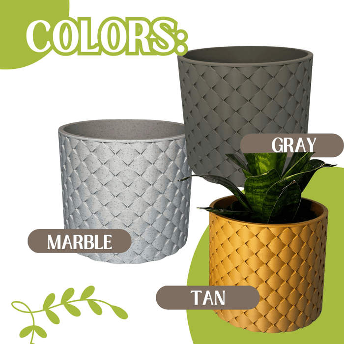 Quilted Design Wall Planter with Hidden Drip Tray