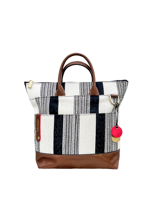 Otto | Black and White Woven + Brown Leather