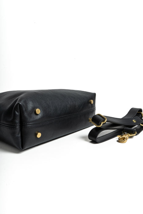 Marcy Satchel | Black Leather