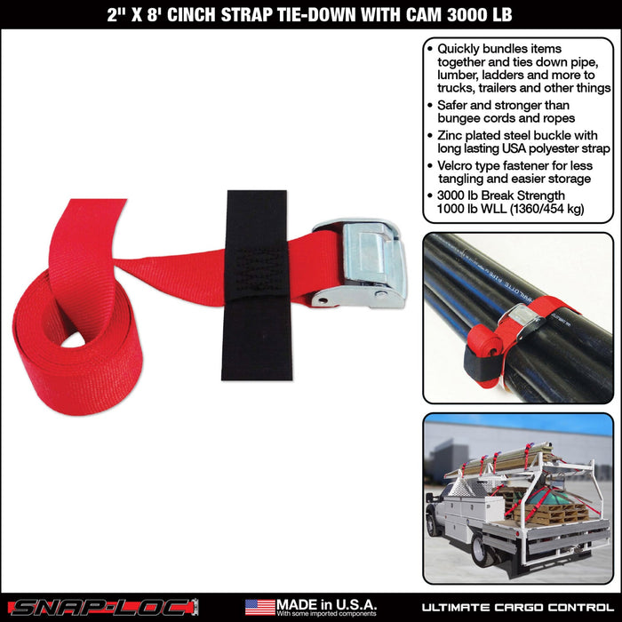 SNAP-LOC 2 in x 8 ft Cinch Strap Cam Tie-Down 3,000 lb