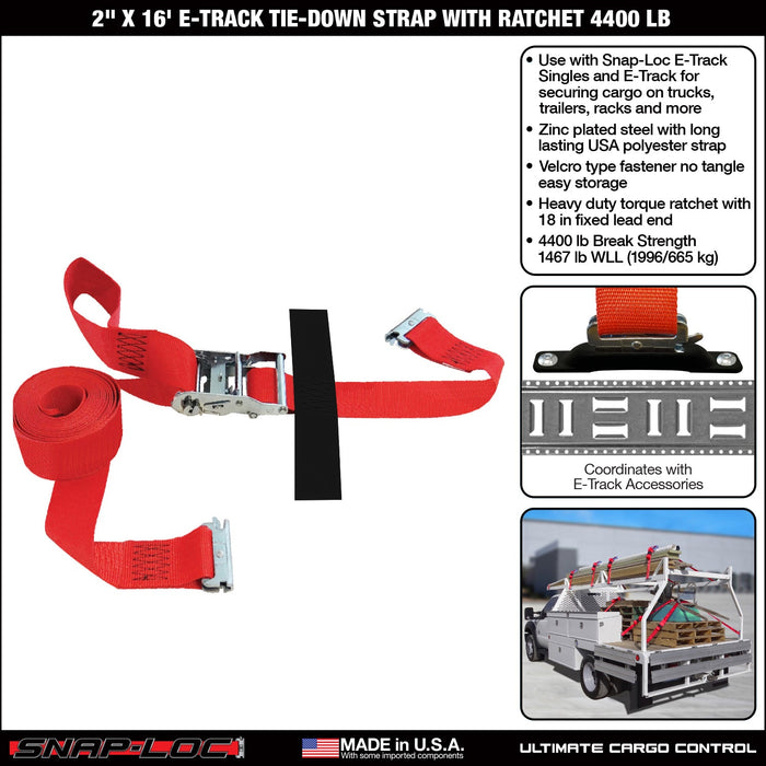 2 in x 16 ft E-Track Ratchet Strap Tie-Down 4,400 lb