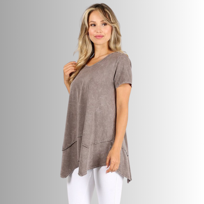 Shark Bite Hem Casual Cotton Tee