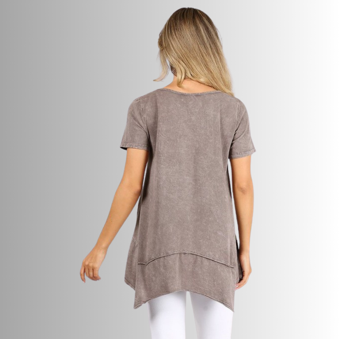 Shark Bite Hem Casual Cotton Tee