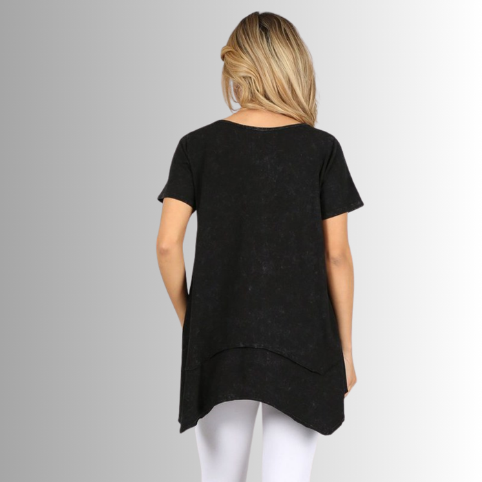 Shark Bite Hem Casual Cotton Tee