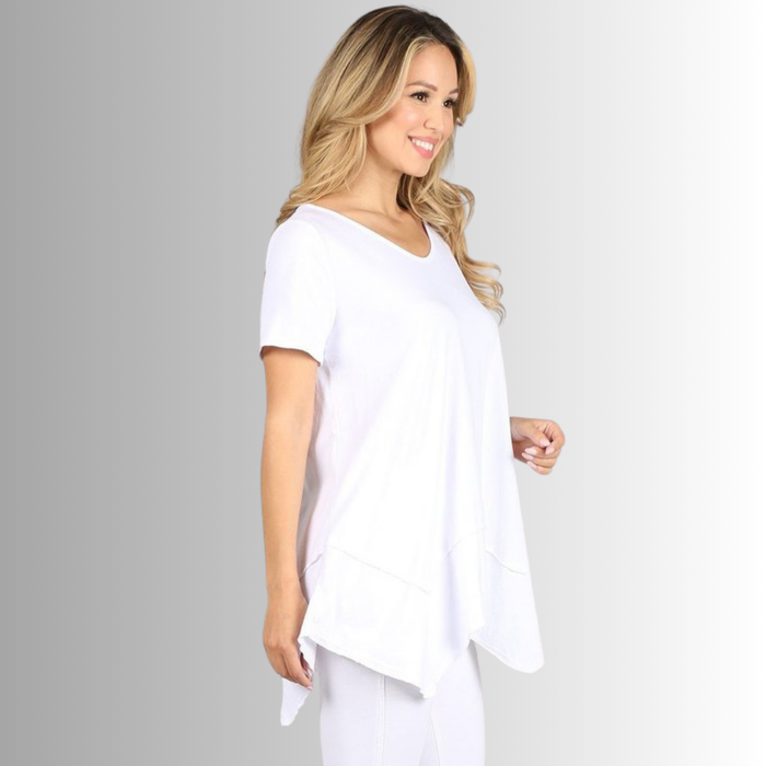 Shark Bite Hem Casual Cotton Tee