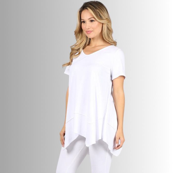 Shark Bite Hem Casual Cotton Tee