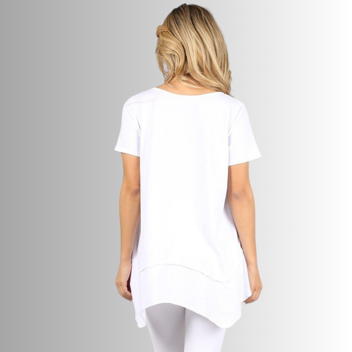 Shark Bite Hem Casual Cotton Tee