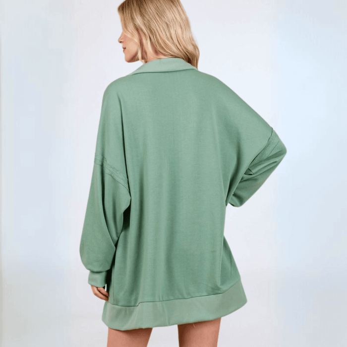 Slouch Sweatshirt with Snap Collar Made in USA