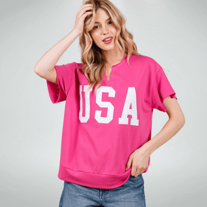 Team USA Patch Letter Top Made in USA