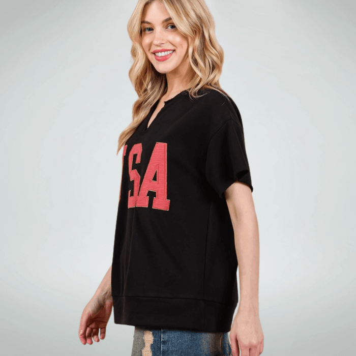Team USA Patch Letter Top Made in USA