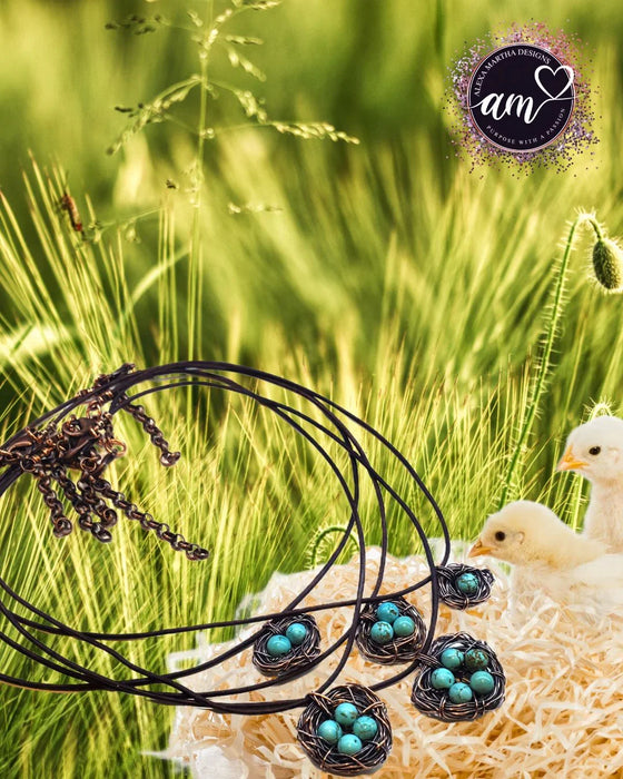 Copper Robin Nest Necklace with Up To 5 Beads