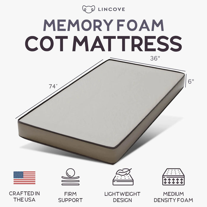 Cot Memory Foam Mattress - Made In USA