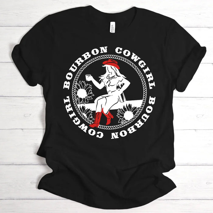 Bourbon Cowgirl Logo Black Tee Shirt