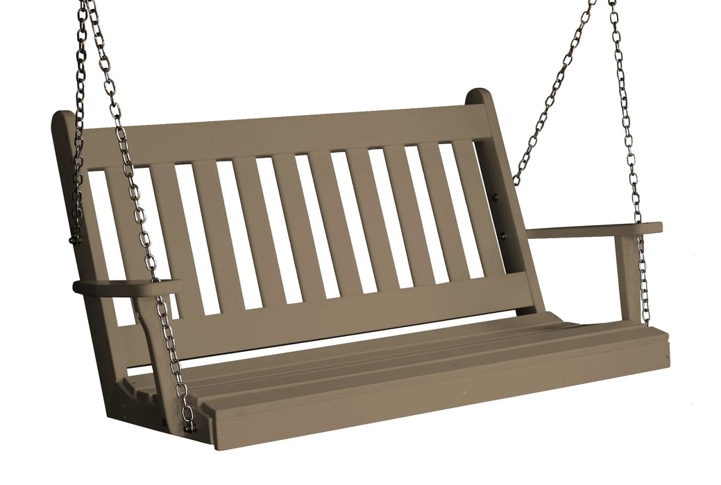 Keystone Amish Co. 4 Foot Franklin Poly Composite Porch Swing, Weathered Wood