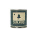 Candle container labeled 'Maine Woods' with a tree design on a white background