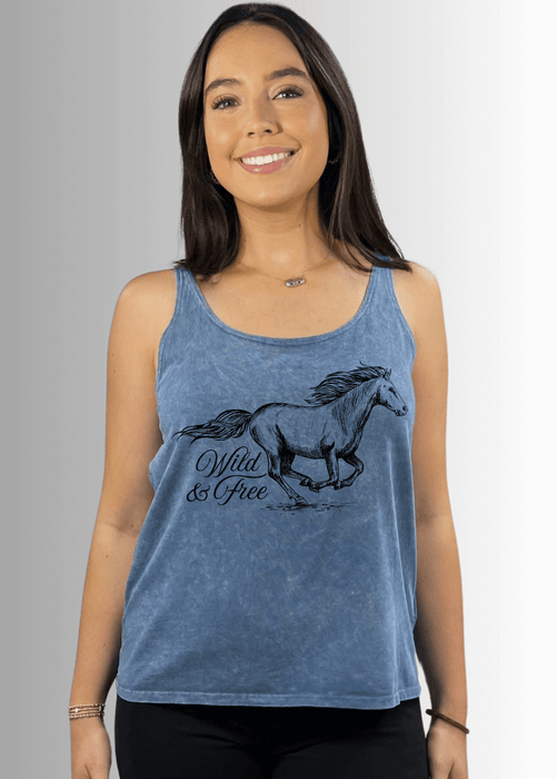Wild and Free Horse Graphic Premium USA Cotton Tank Top
