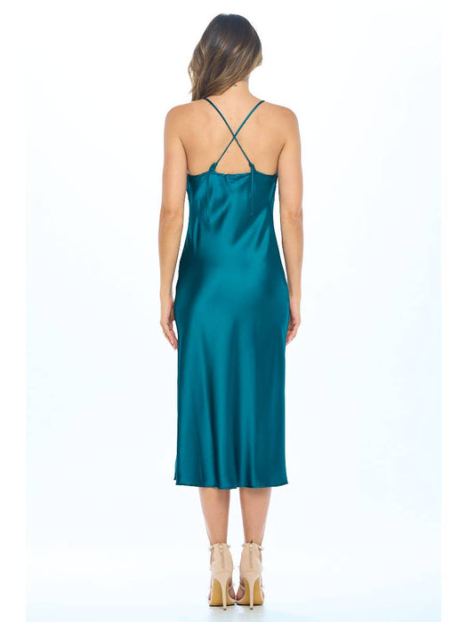 Satin Bias Slip Dress with Slit