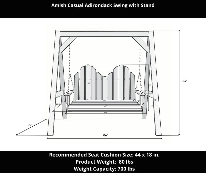 Amish Casual Adirondack Heavy Duty Swing with A-Frame Stand