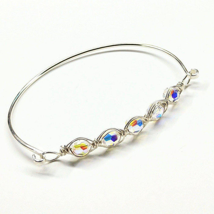 Larger Oval Shaped Swarovski Crystal Bar Bangle Bracelet