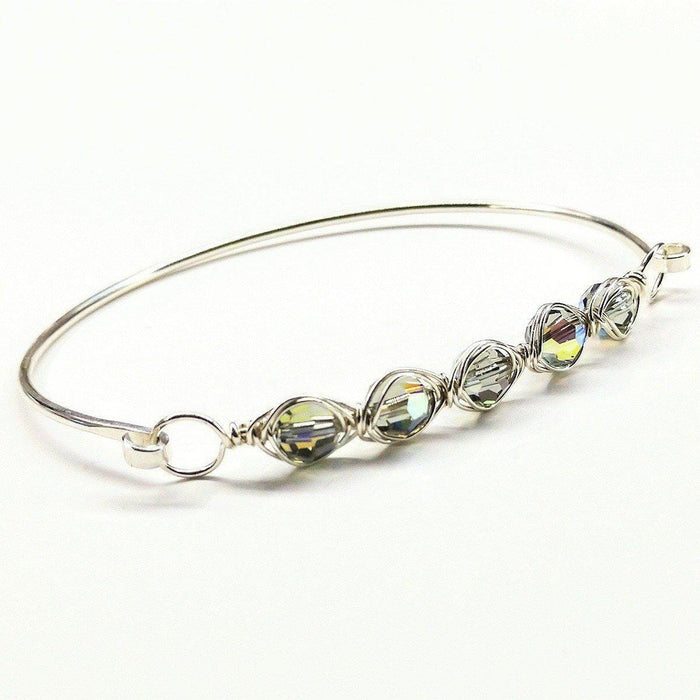 Larger Oval Shaped Swarovski Crystal Bar Bangle Bracelet
