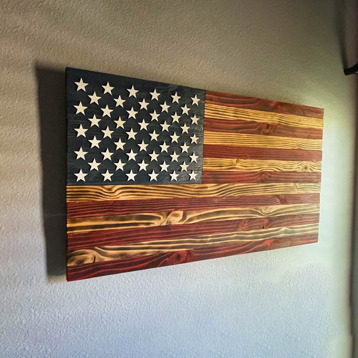Handcrafted Wooden American Flag