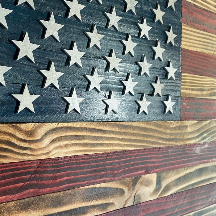 Handcrafted Wooden American Flag