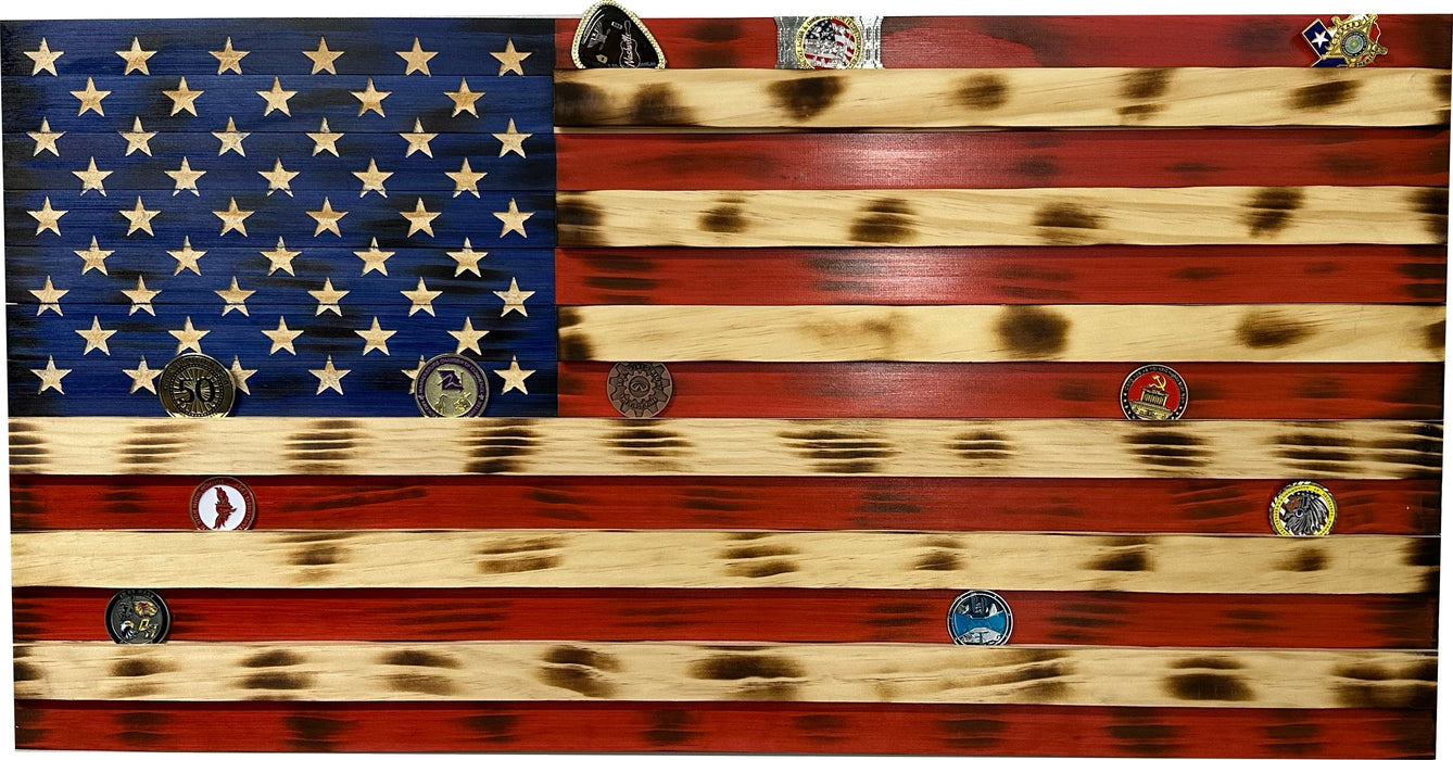 American Flag Challenge Coin Display and Hidden Gun Cabinet