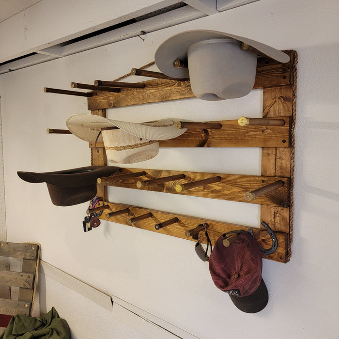 Handcrafted 9-Cowboy Hat Rack Organizer