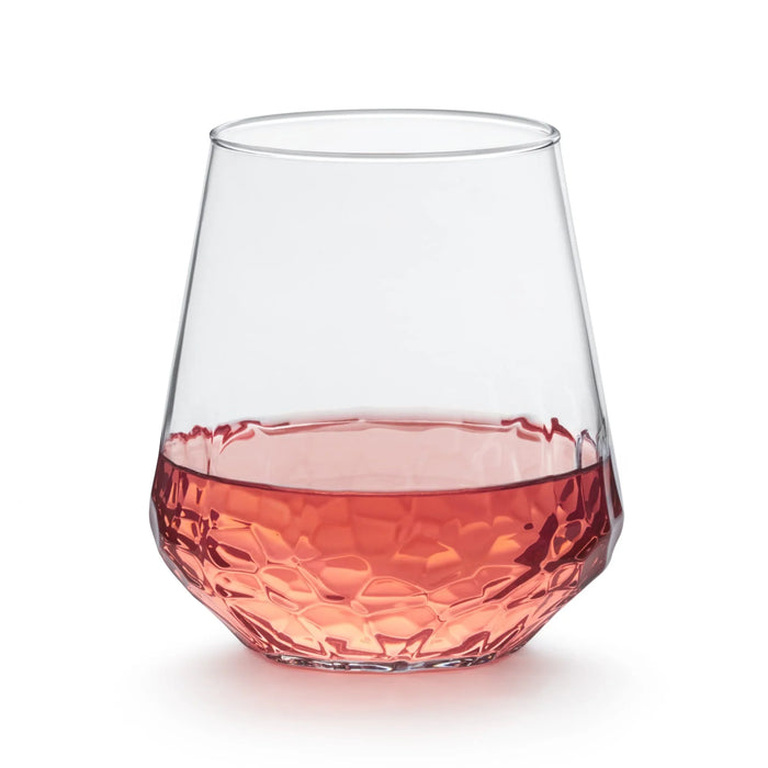 Hammered Base Stemless Wine Glass, 17.75 ounce, Set of 8