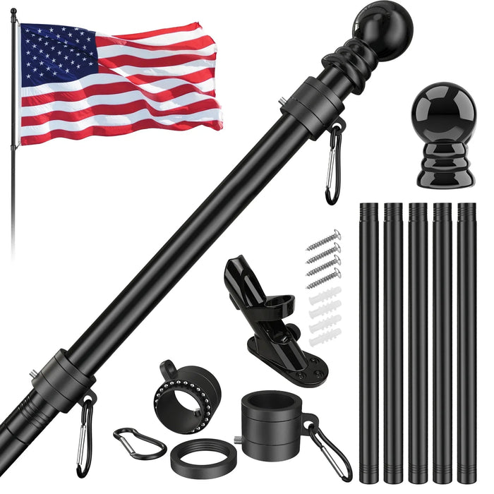 Premium American Flag Display Set - Durable US Made Flag, Pole, Mount & Aluminum Rings
