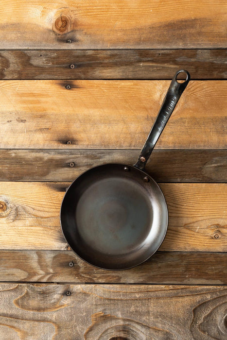 8" Hand Forged Round Carbon Steel Skillet